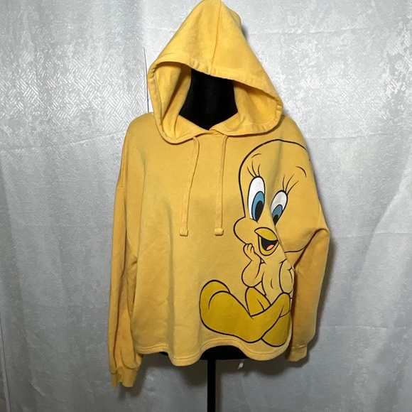 Vintage Looney Tunes Tweety Bird Yellow Hoodie Graphic Pullover Sweatshirt Small - Picture 1 of 13